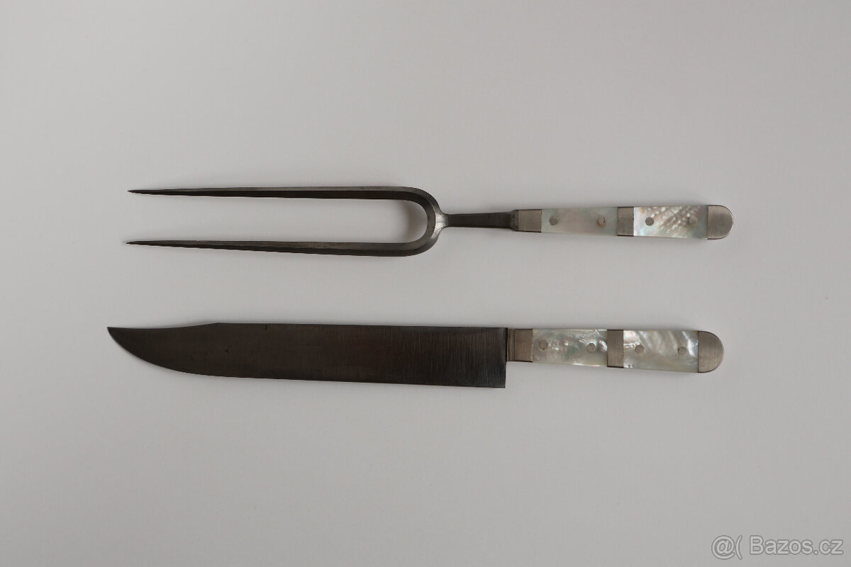 nůž a vidlice v kazetě perleť dýka luxusní dárek - 2