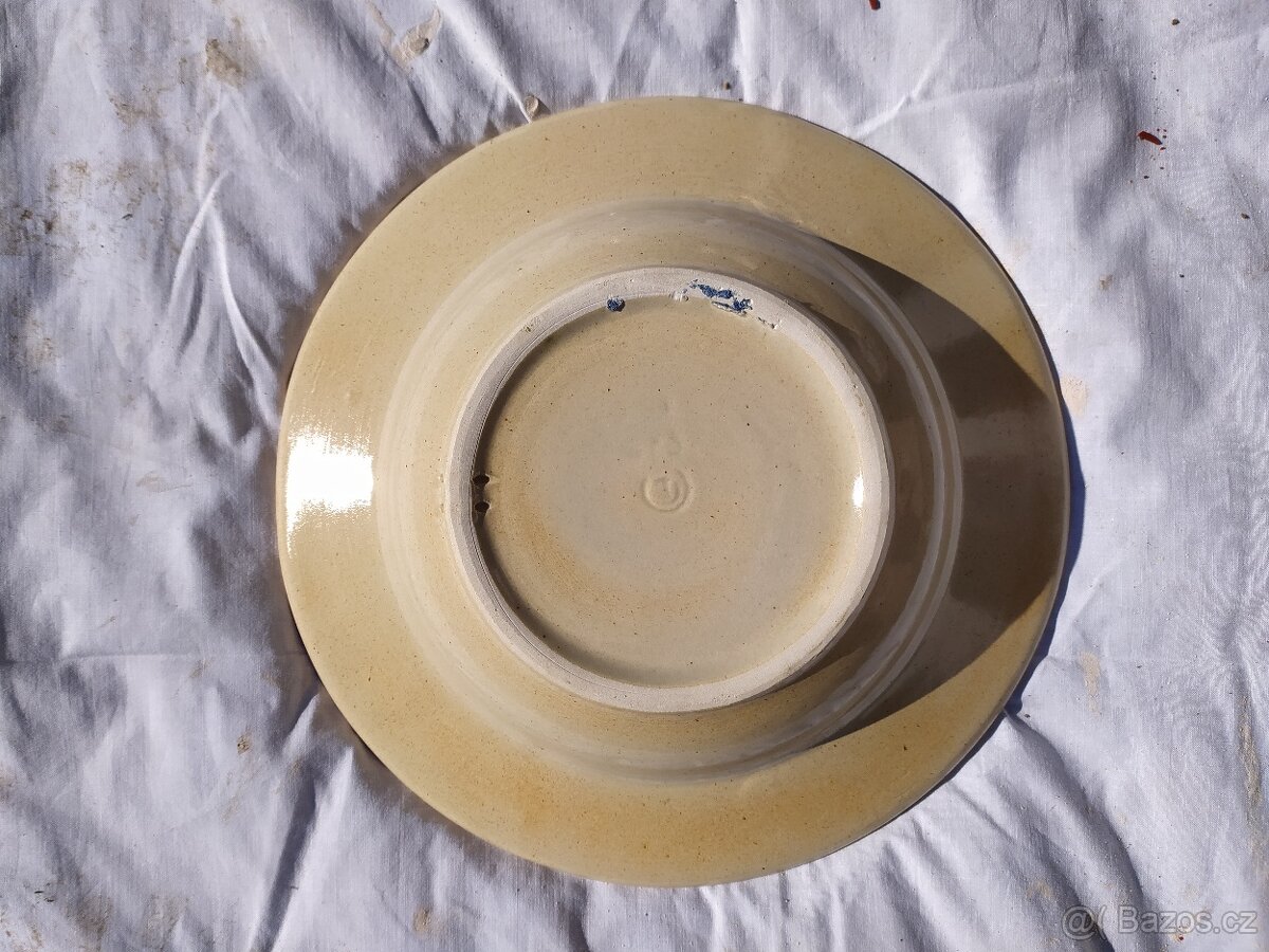 Hrdějovická keramika - HNĚDÝ KVĚT, PROUŽKY na zavěšení - 2