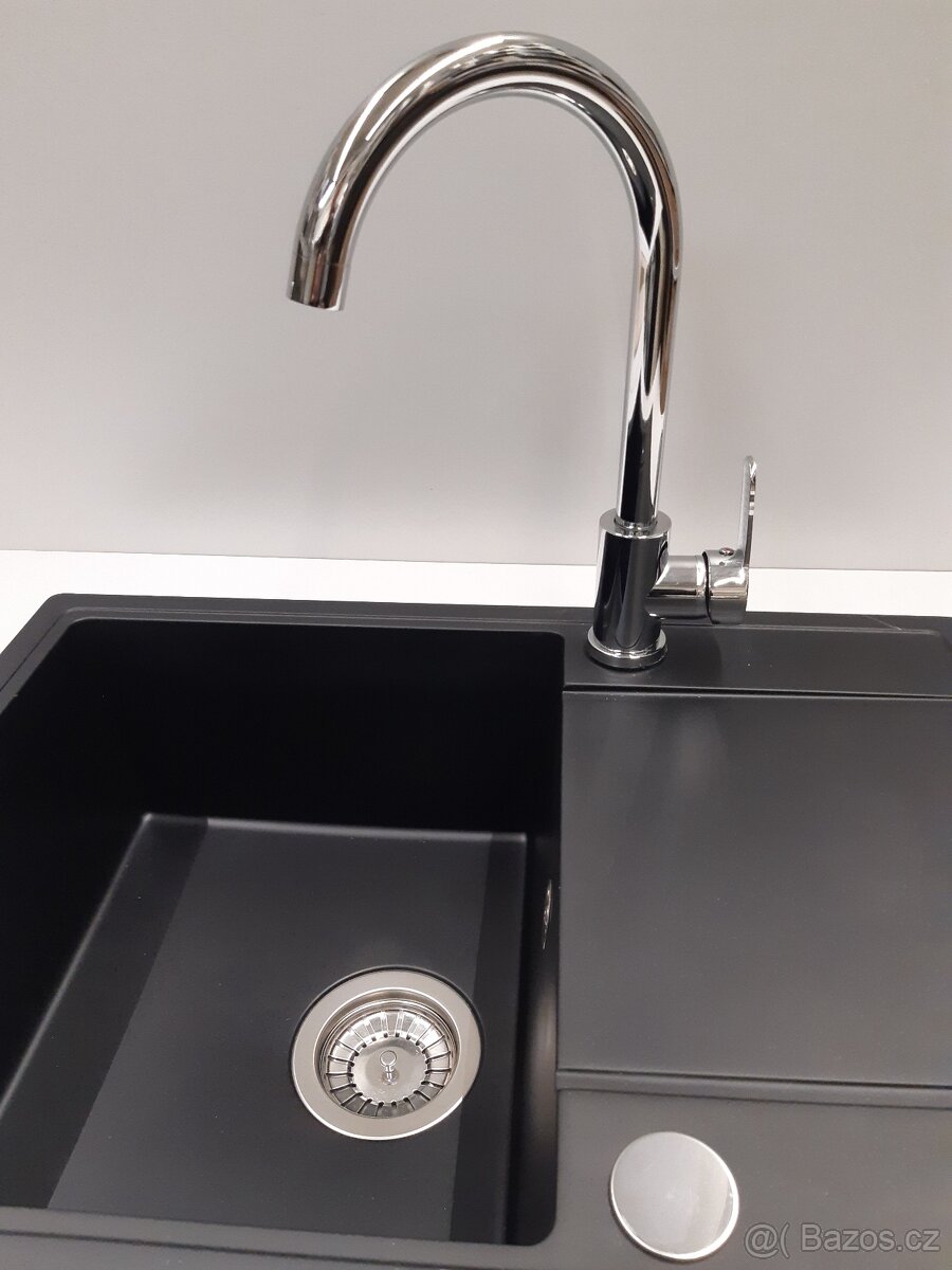 Granitový dřez 62 x 44 cm s chrom baterií a sifonem - 2
