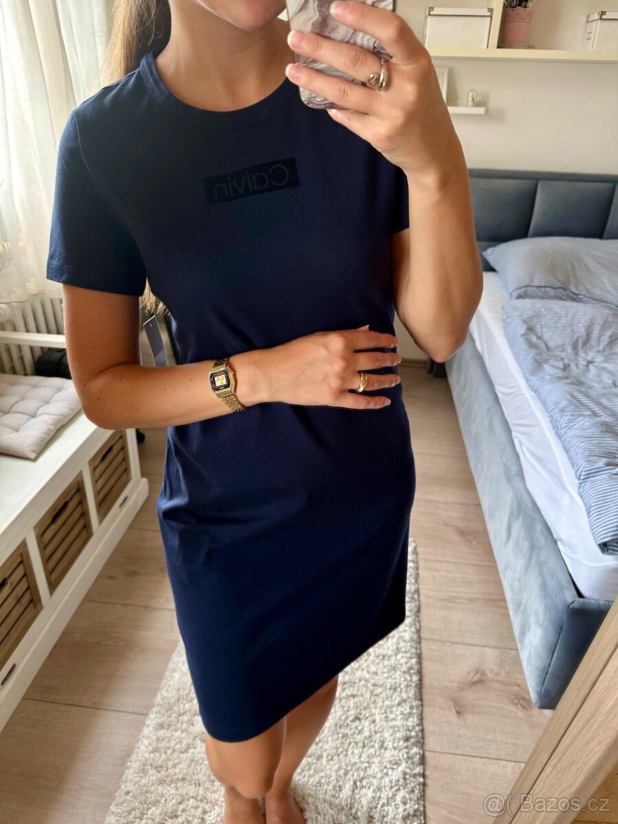 CALVIN KLEIN TMAVĚ MODRÉ ŠATY - 2