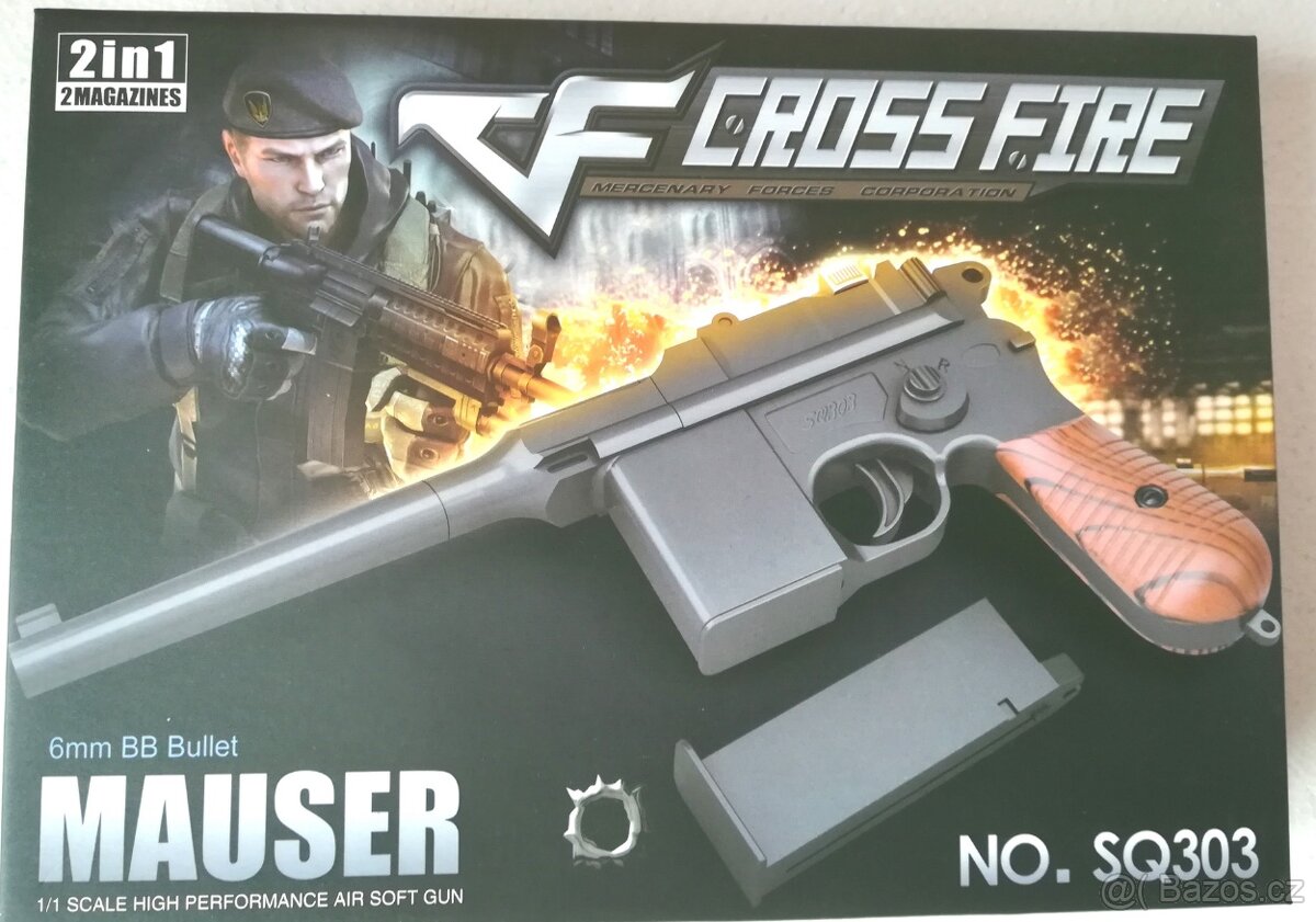 Manuální  airsoft Plastová pistole je replikou    Mauser C96 - 2