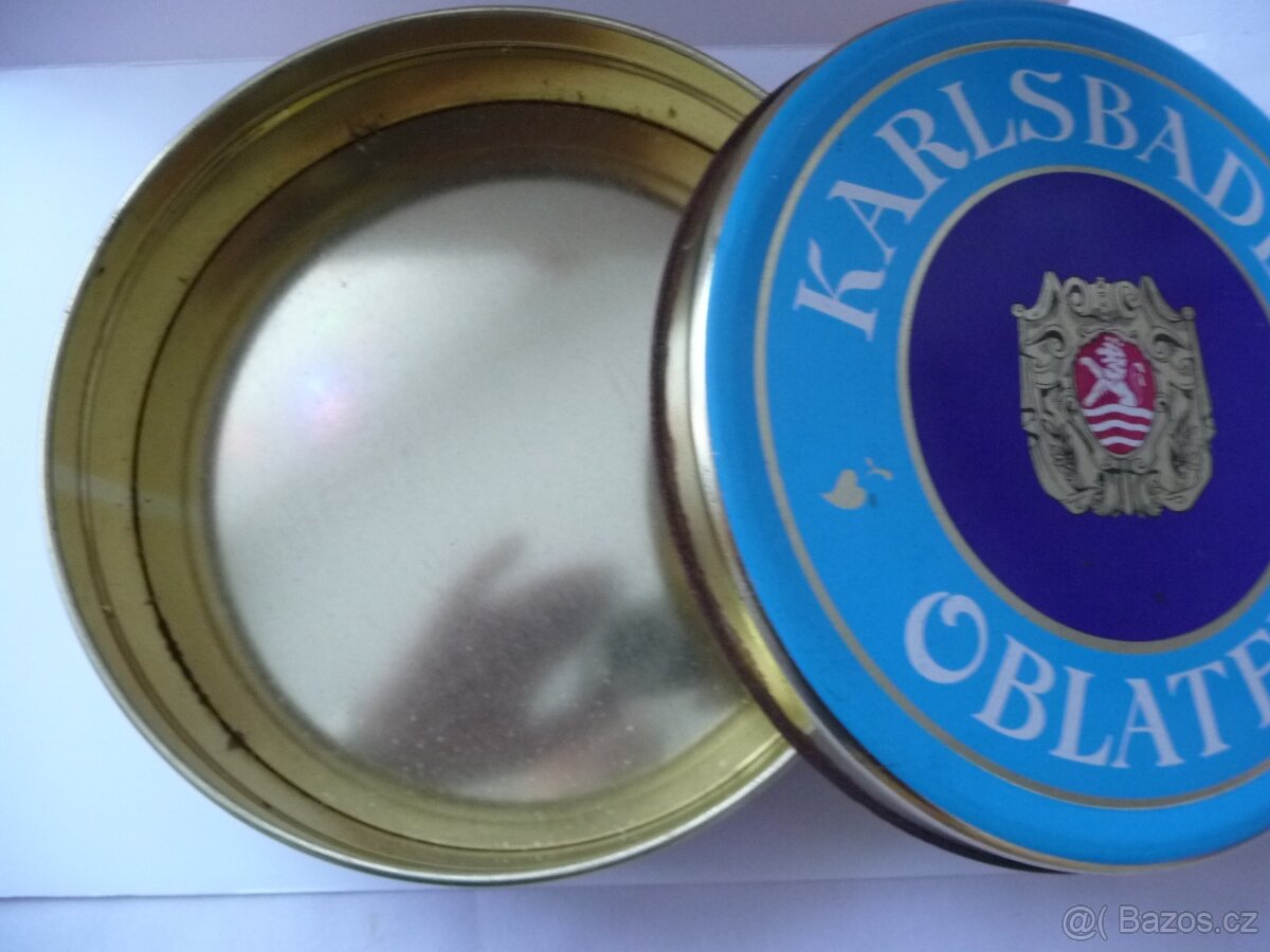 PLECHOVÁ KRABIČKA OD KARLOVARSKÝCH OPLATKŮ ,stav viz fota - 2