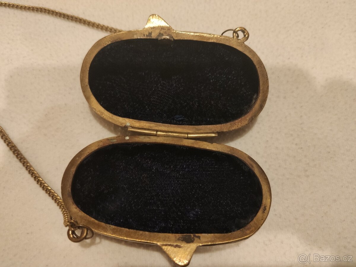 Mini mosazná stará kovová taštička otvírací - 2