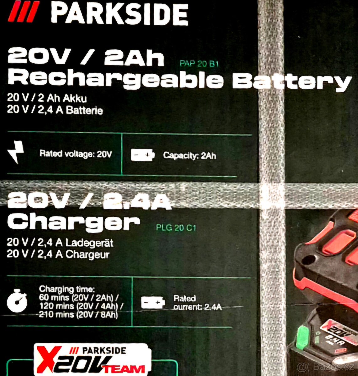 Sada PARKSIDE 20V - Akumulátor 2Ah + nabíječka 2,4A - 2