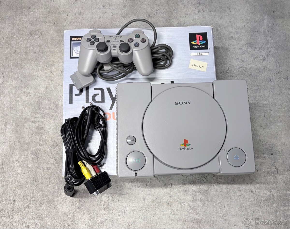 - TOP PS1 Sony Scph-7502C kompletní v krabici - - 2
