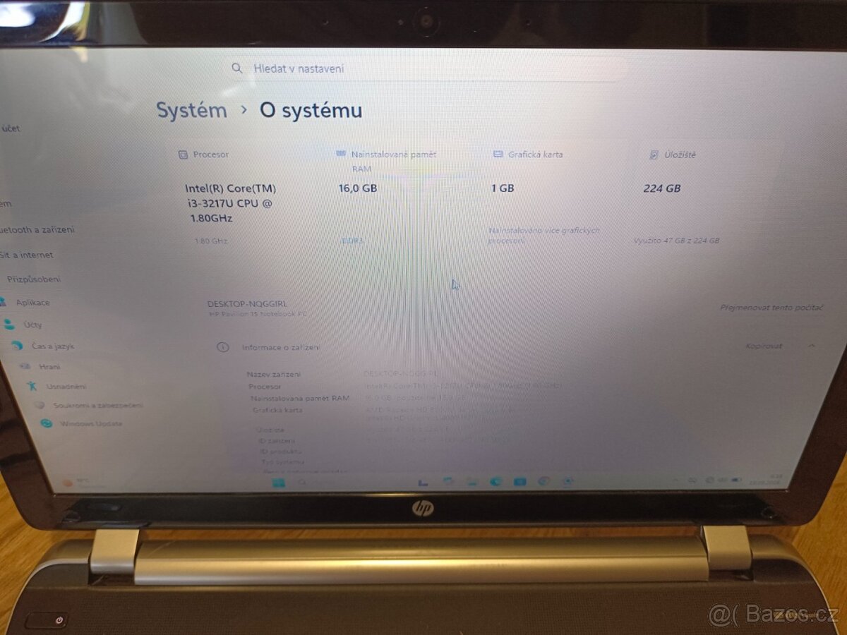 levný notebook HP 15" 16GB, 240GB SSD, Win 11 - 2