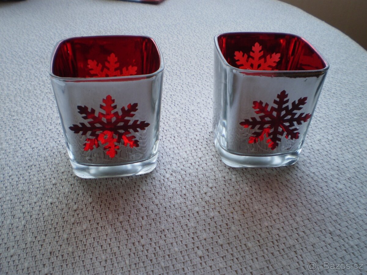 sklo - obal - na svíčku - vánoční dekor 2 kusy - 2