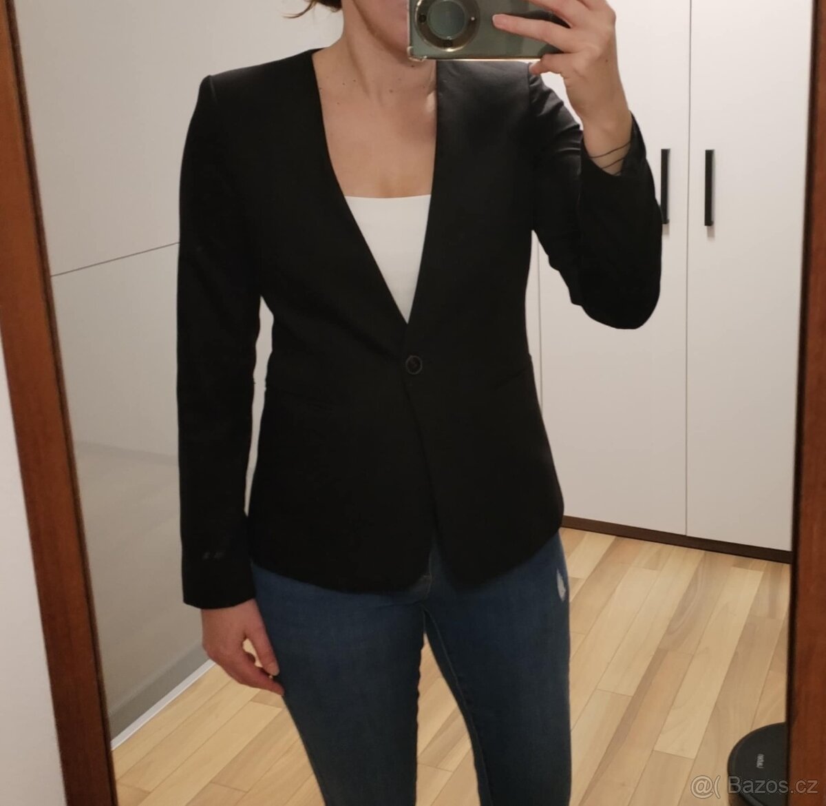 Dámské černé sako Mango bez límce vel. S - 2