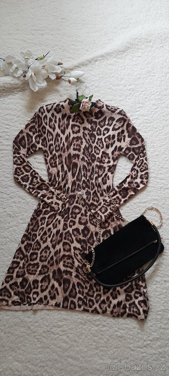 Warehouse leopardí úpletové šaty - 2