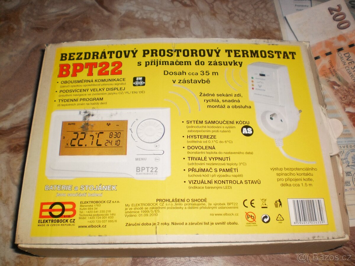 Termostat bezdrátový BPT 22 - 2
