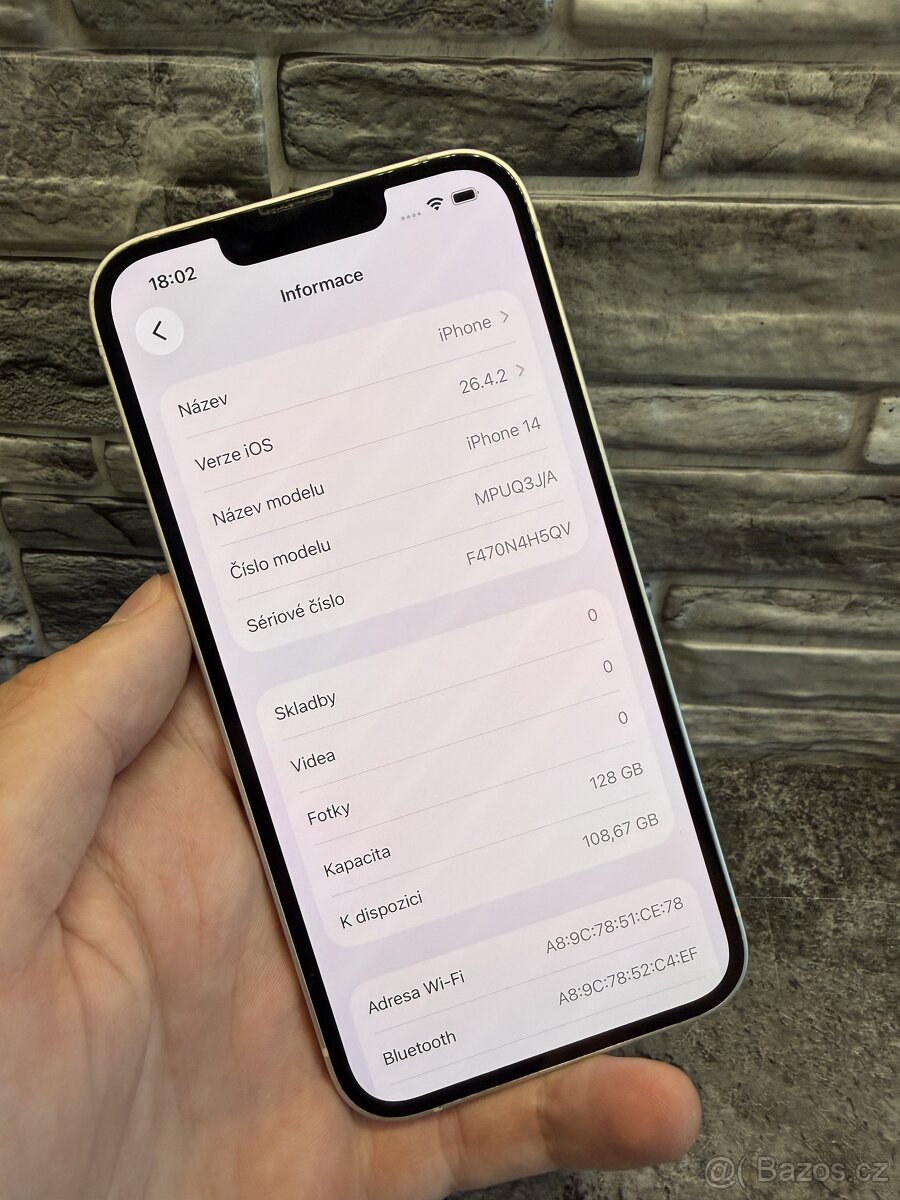 iPhone 14 128GB White, baterie 85% - 2