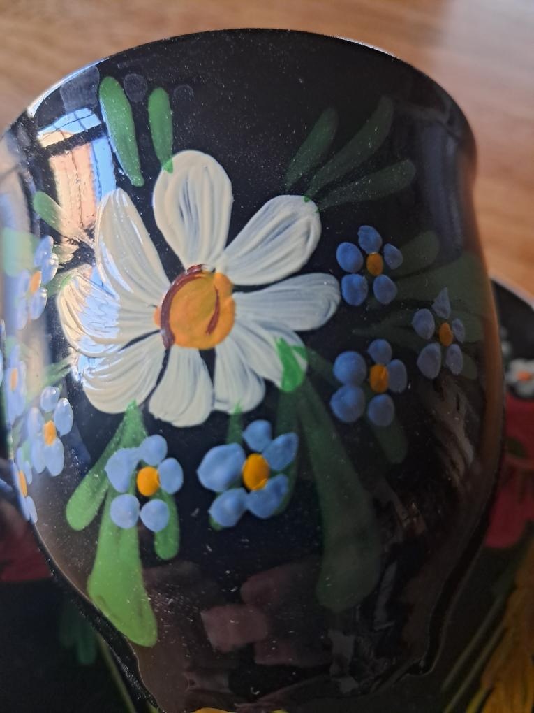 Malovaný retro hrneček s podšálkem - 2