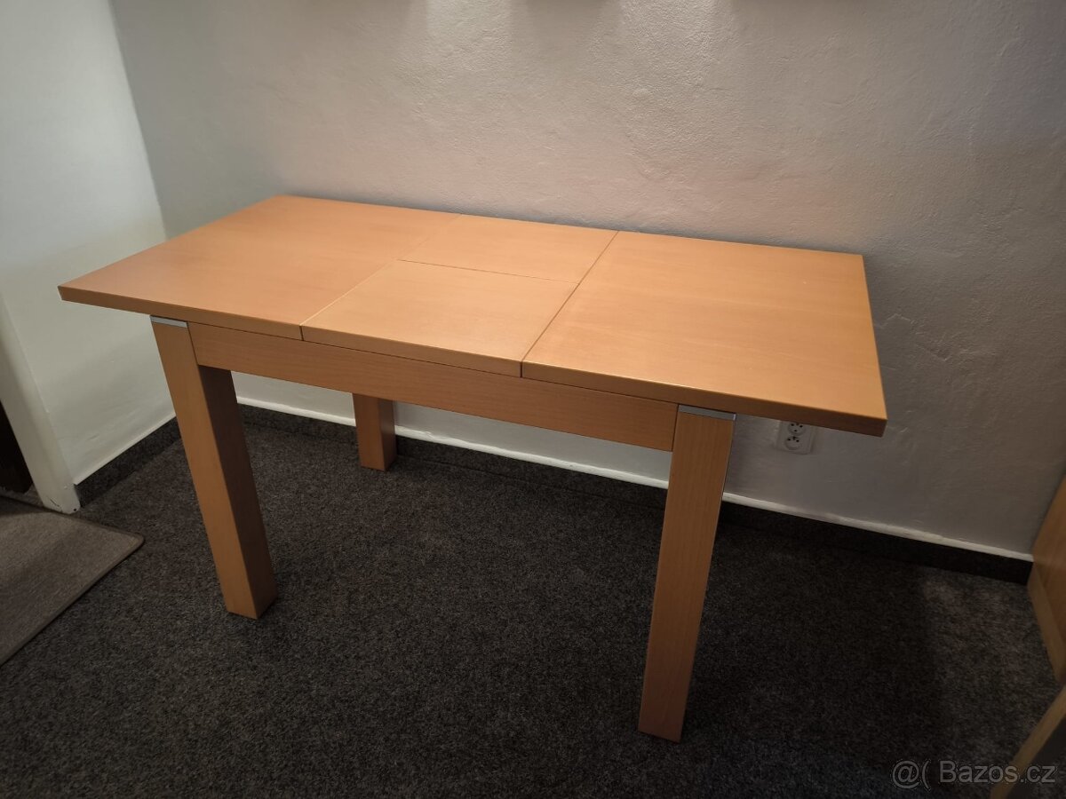 Rozkládací jídelní stůl, dřevo buk - 2