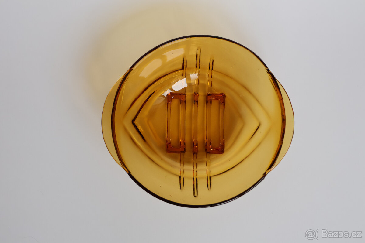 starožitná mísa miska art deco ambrové sklo - 2