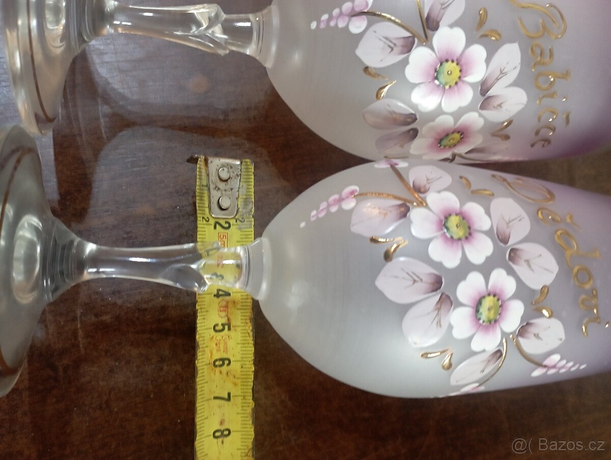 Sklenice malované, zlacené - 2