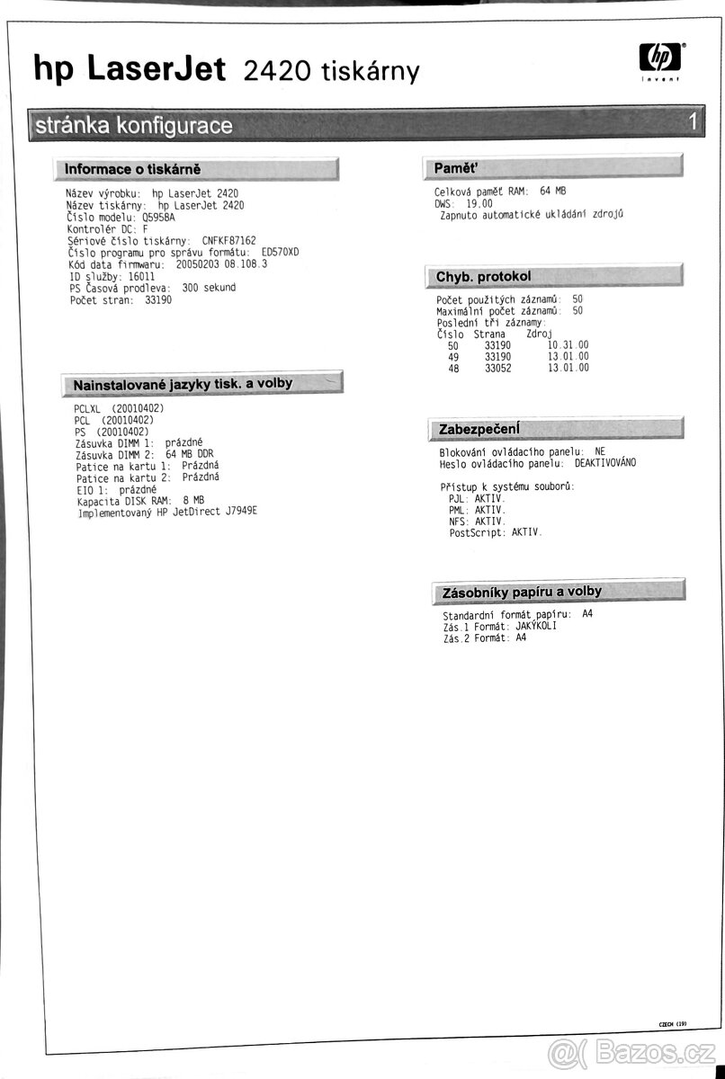 Tiskárna HP LaserJet 2420n - 2
