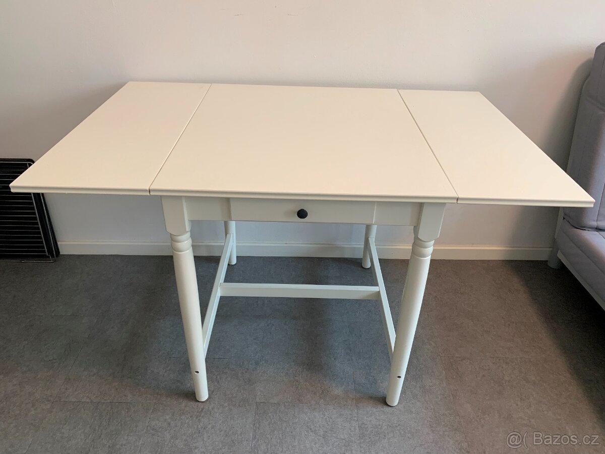 Dřevěný bílý stůl IKEA INGATORP - 2