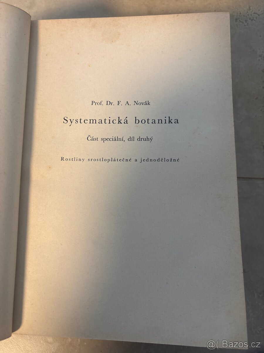 Kniha ROSTLINOPIS systematická botanika, DR.F.A. NOVÁK - 2