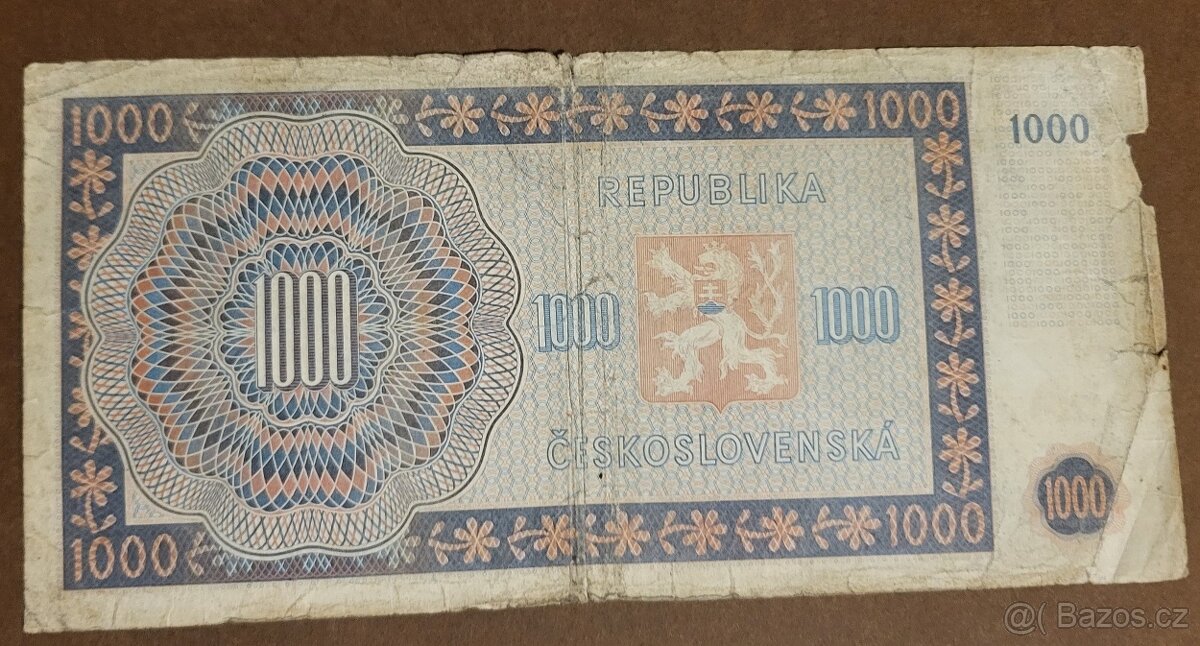 Bankovka 1000 korun z roku 1945,série 11A - 2