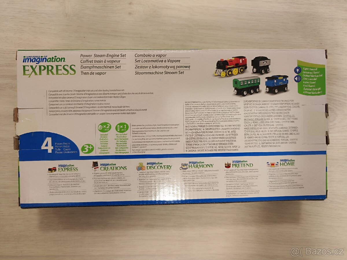 Imaginarium dřevěná vlaková lokomotiva, parní stroj sada 4ks - 2