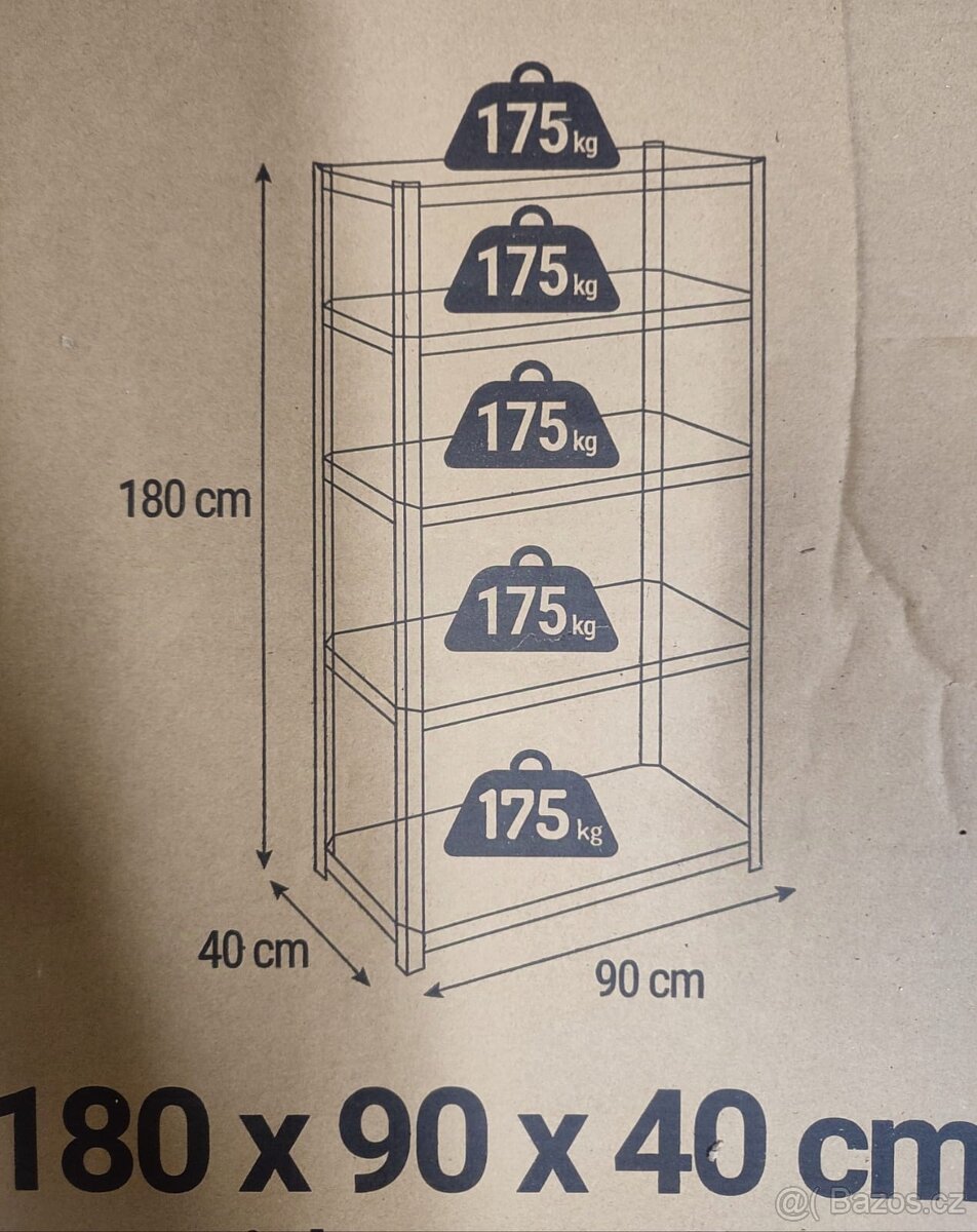 Regál kovový pozinkované nosnost 875kg - 2