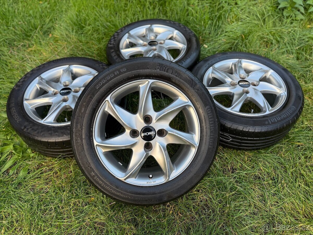 Kompletní letní Alu kola RONAL - 205/55 R16 - 4x108 - 2
