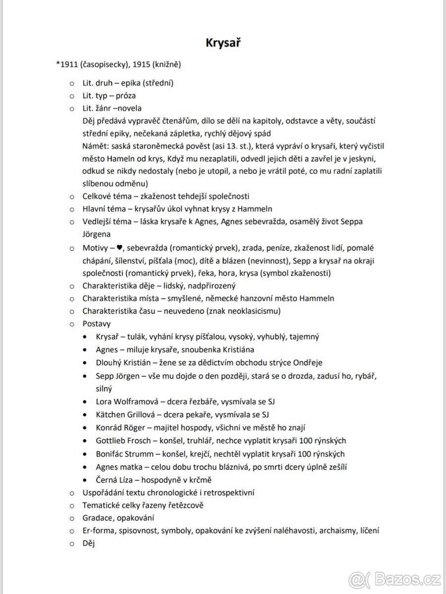 Rozbory maturitní četby - 2