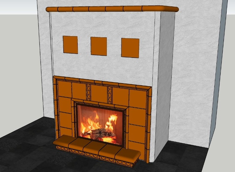 Sada medově žlutohnědých kachlí na sálavý krb - exkluzivní - 2