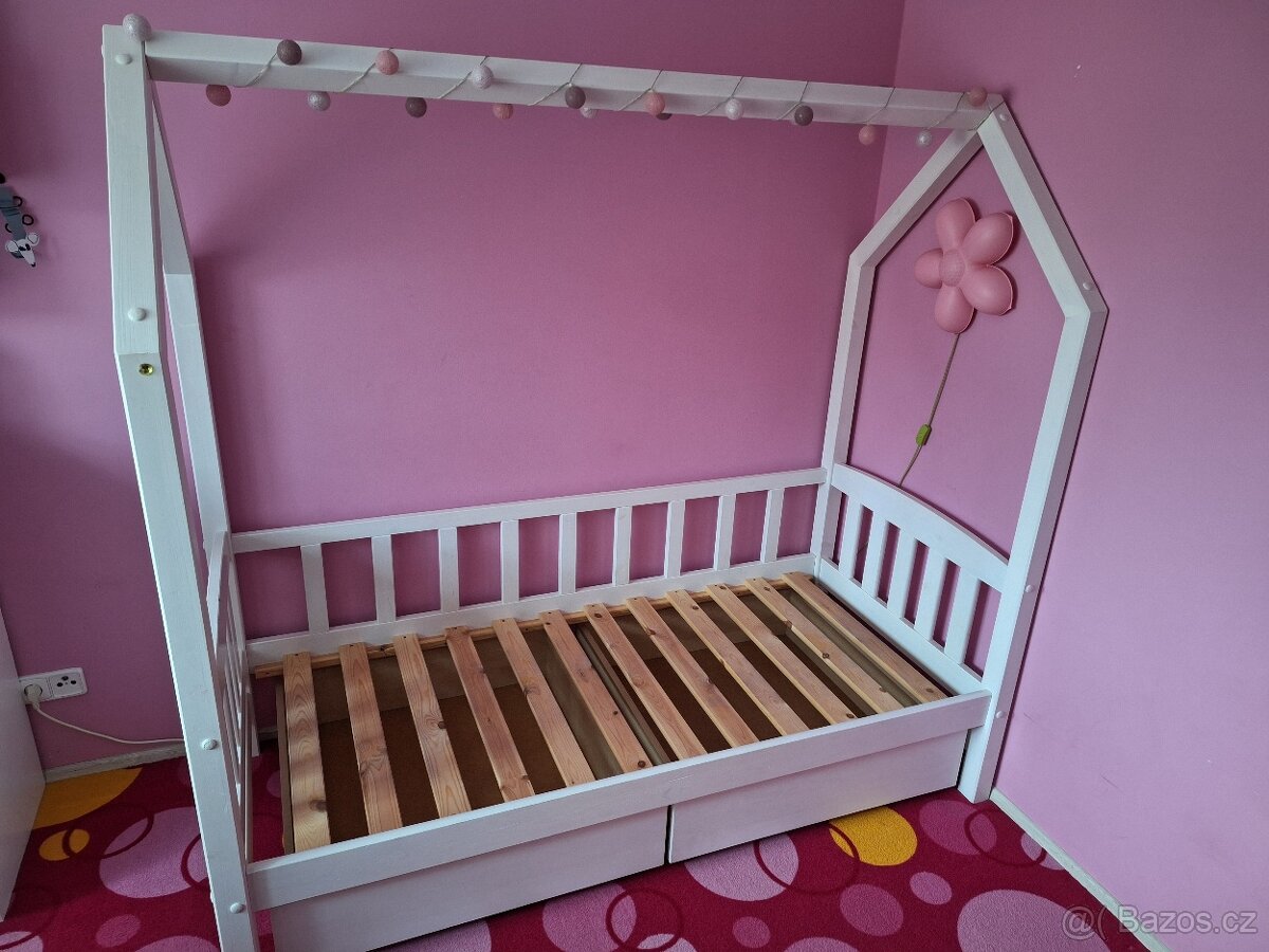 Domečková postel bílá - 2