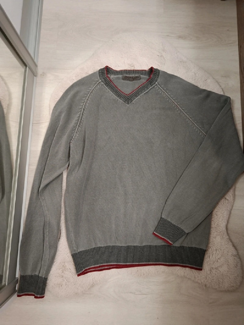 Šedý bavlněný svetr vel. XL, pánský - 2