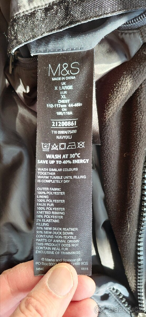 Pánská bunda XL zn. Marks & Spencer (péřová) námoř. modř - 2