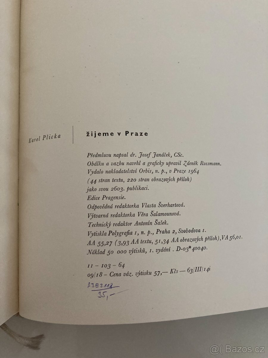 Kniha Žijeme v Praze - Karel Plicka - 2