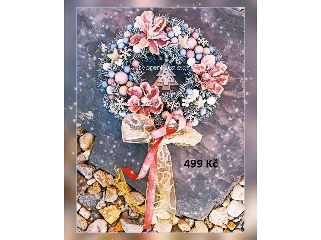 Vánoční dekorace - věnec, svícen, stromeček - 2