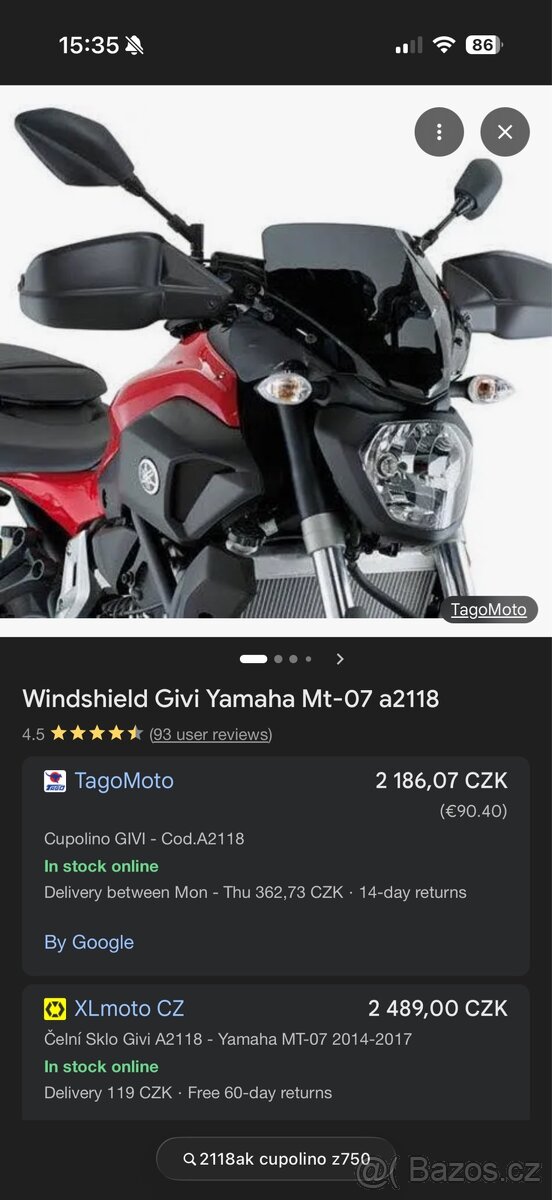 Yamaha MT-07 Givi plexisklo - 2