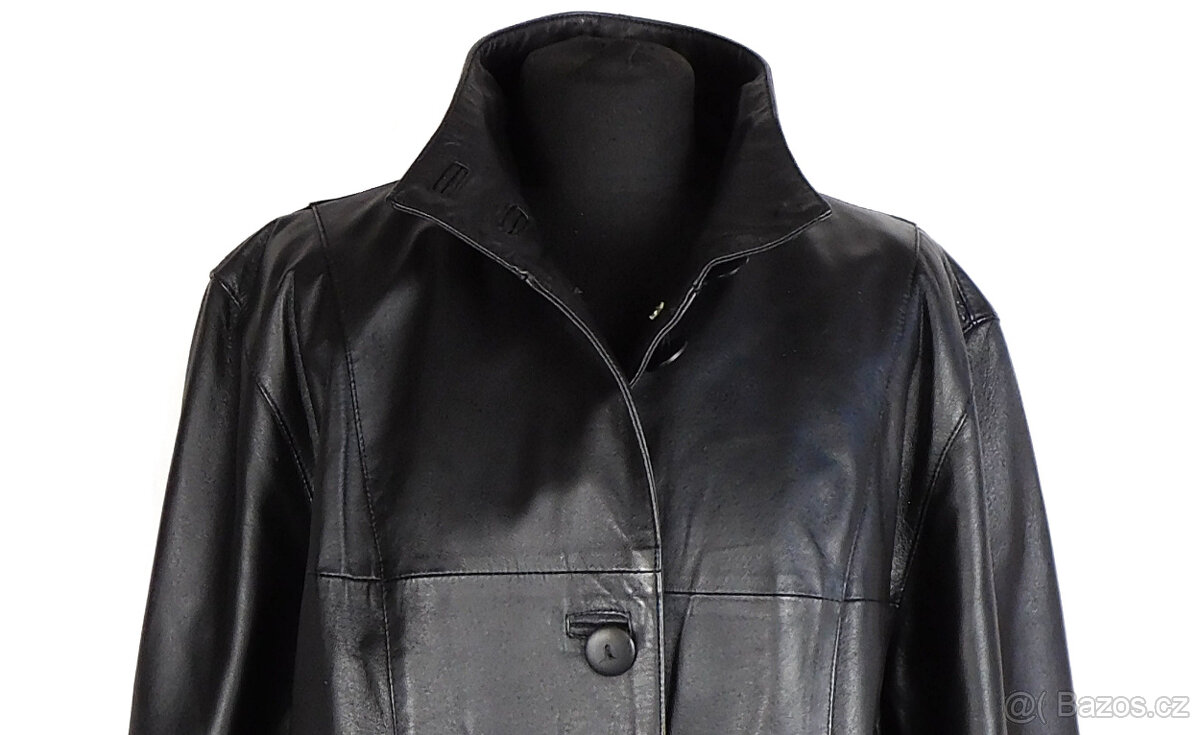 Kožený měkký dámský černý kabát CERO XL - 2