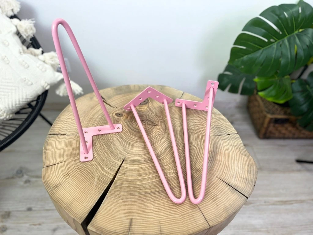 Industrial Hairpin Podnož Noha 2 ramenná Pastelově růžová - 2