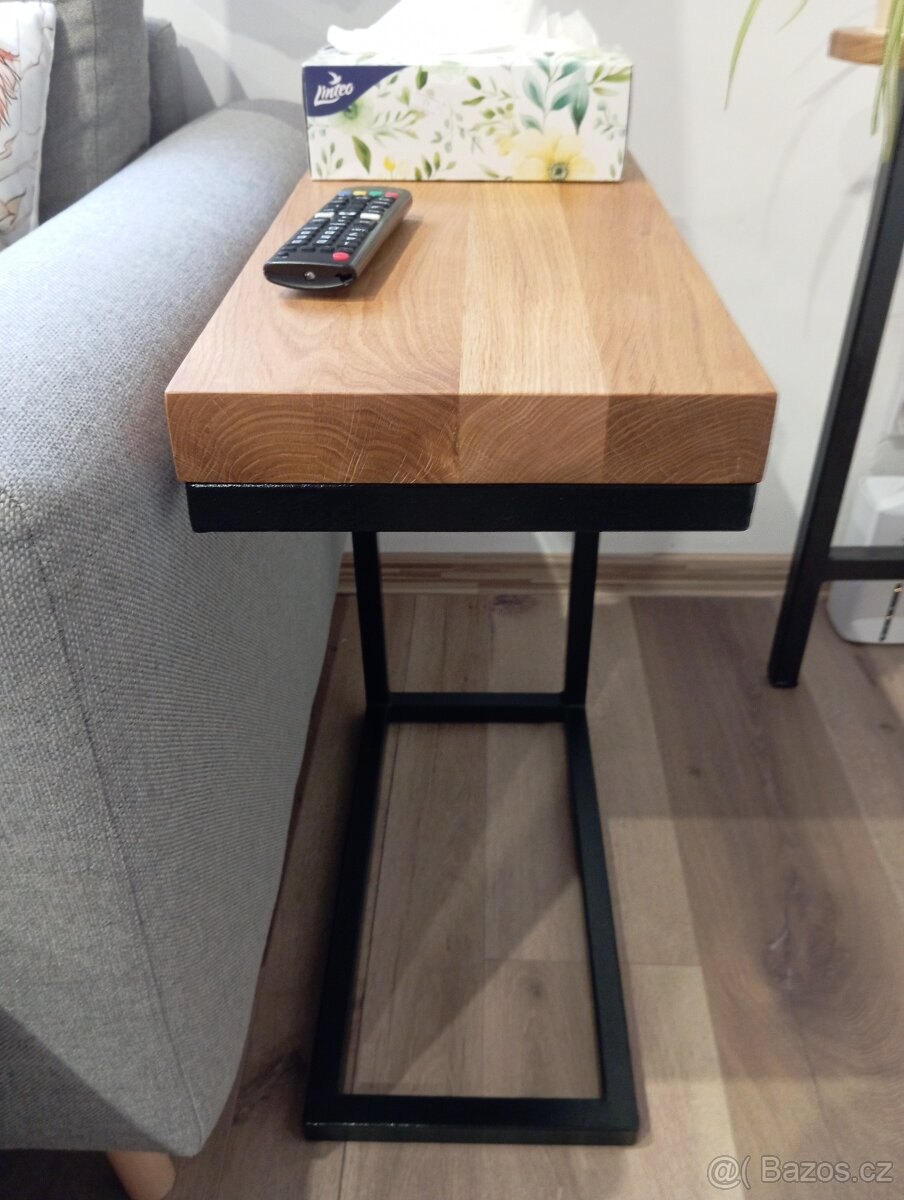 Odkládací stolek dub/kov - 2