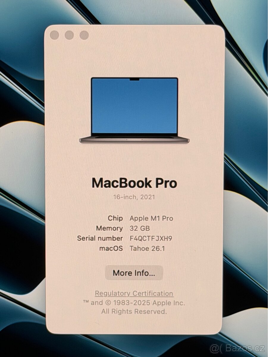 MacBook Pro 16”CTO 2021 /32GB/M1 Pro/1TB SSD DISK/Záruka - 2