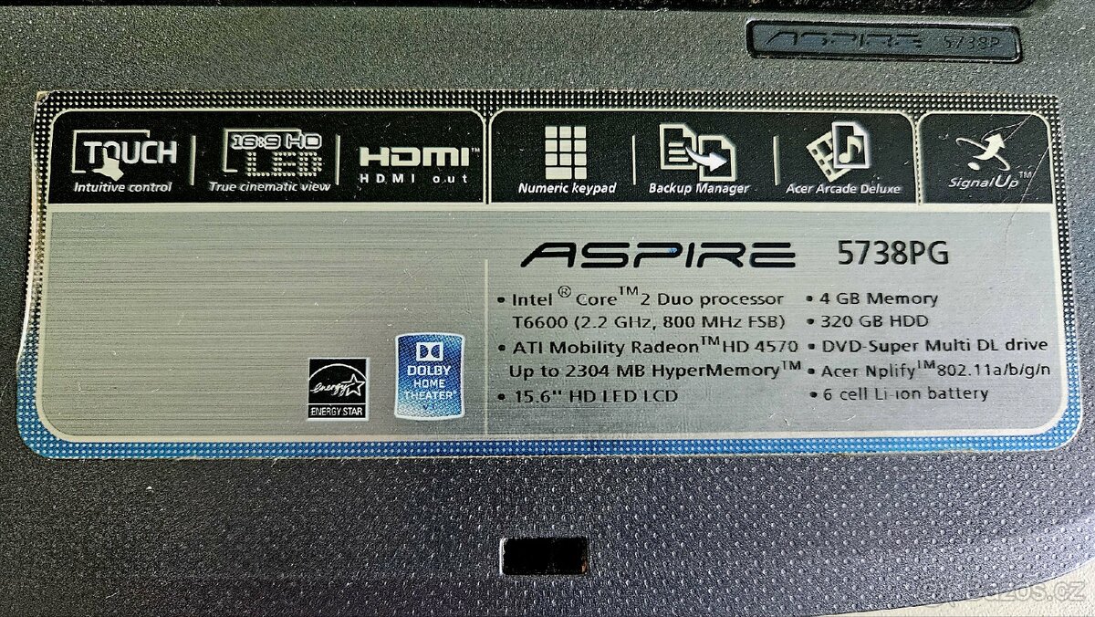 Prodám Notebook Acer Aspire 5738 PG - 2
