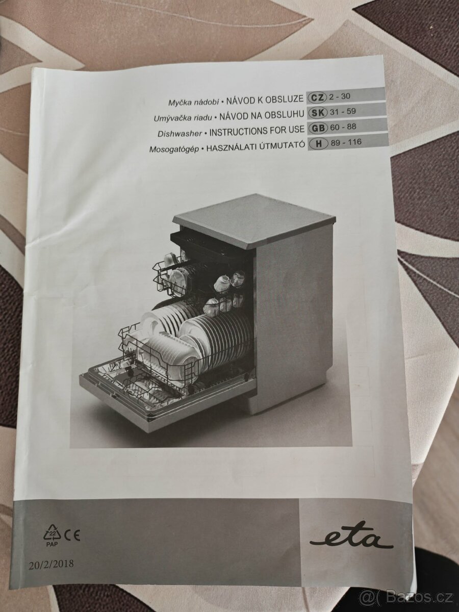 Myčka nádobí ETA 238090000 - 2