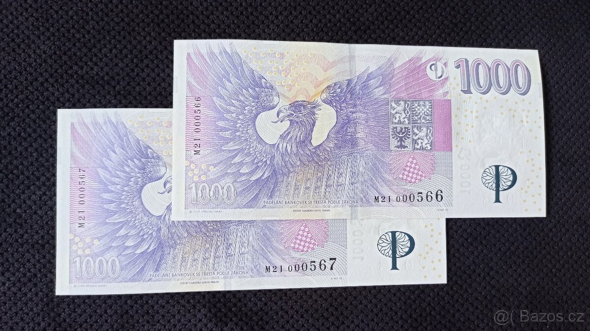 1000 Kč BANKOVKA ČNB S PŘÍTISKEM - 30 LET - 2