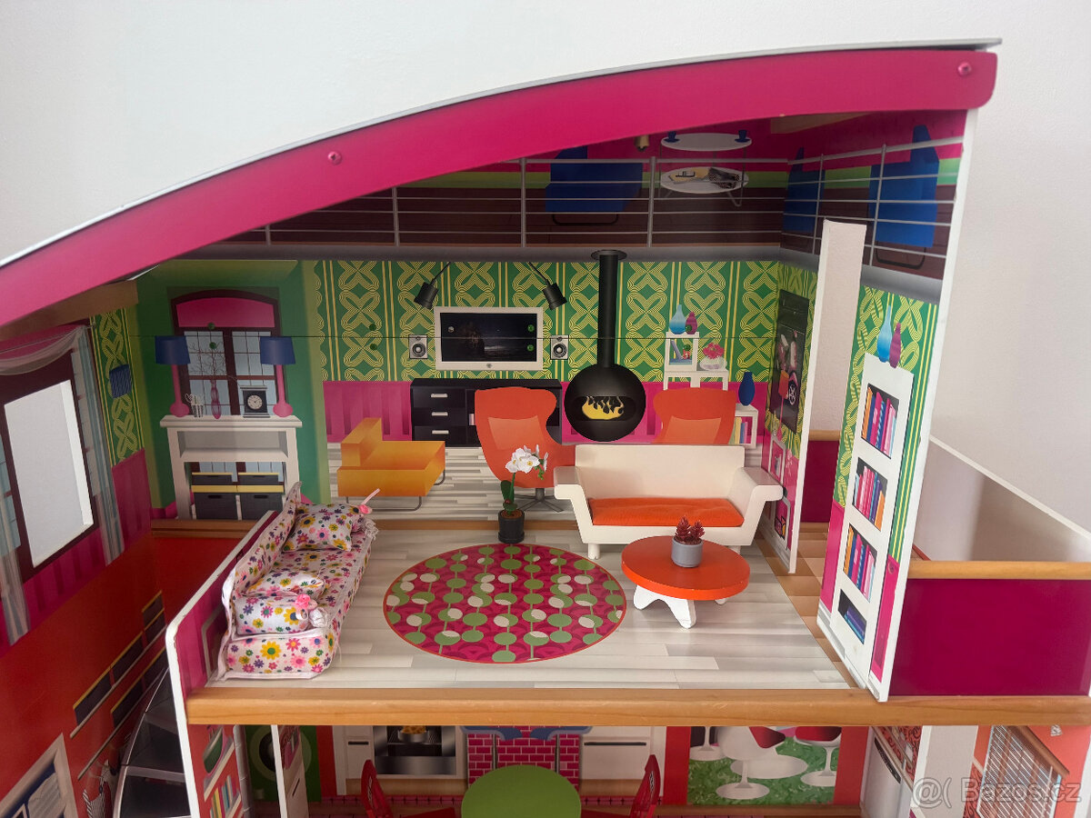 Barbie Dům snů velký dřevěný + nábytek - 2
