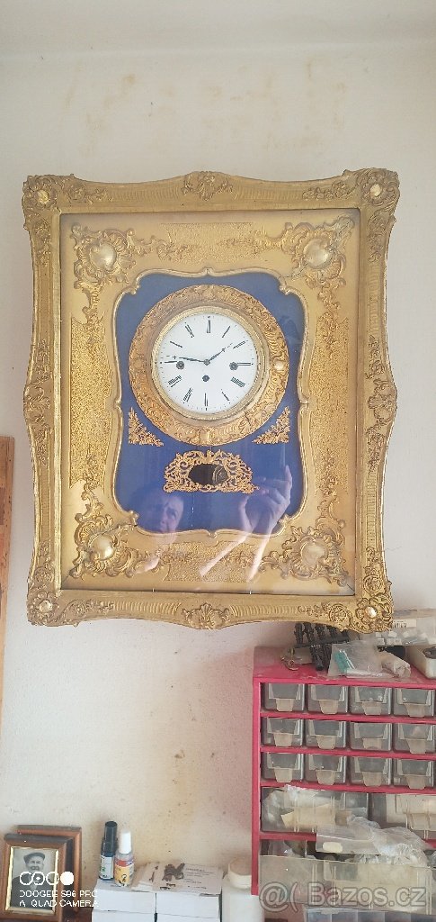 Starožitné luxusní čtvrťové rámové hodiny po opravě. - 2