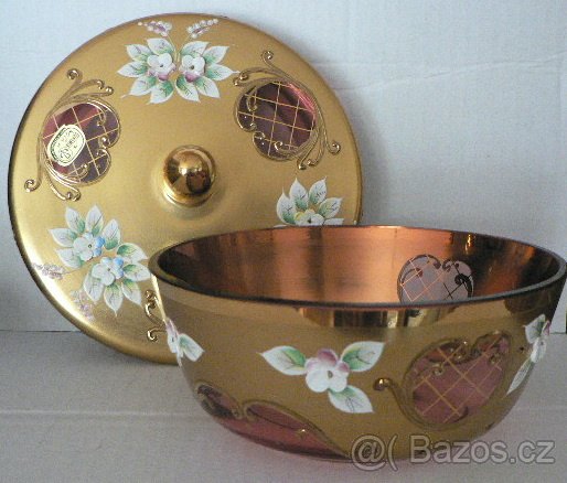 Smaltované sklo +talíř It. + svícen+mísy+ pivní sklo - 2