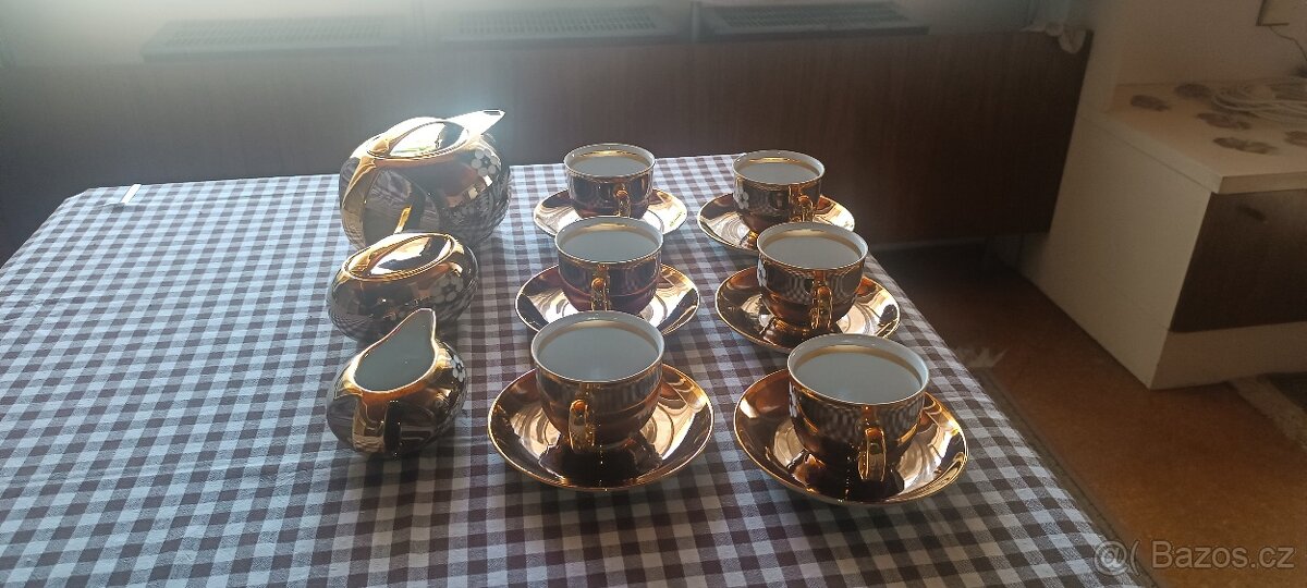 kávová/čajová souprava pro 6 osob zlatý dekor - 2