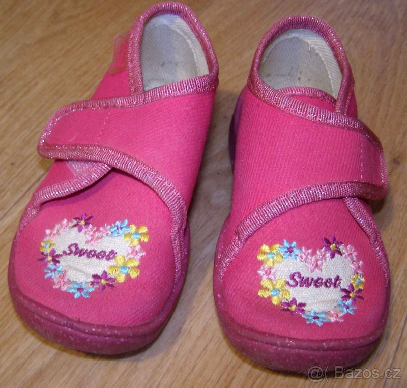 Růžové botičky na suchý zip vel.21 - 2