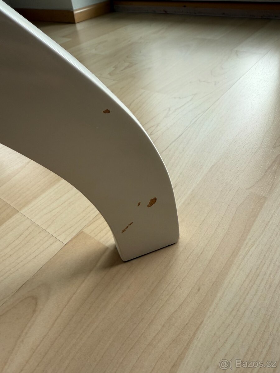 Stolička klavírní otočná - bílý mat/béžový semiš - 2