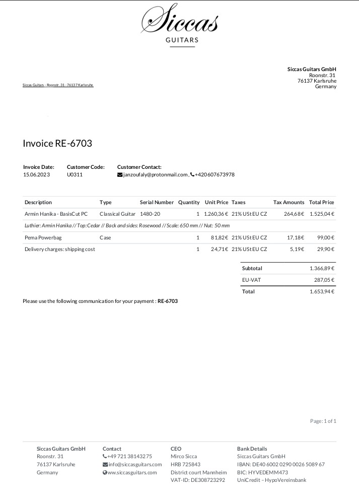 Armin Hanika - Kytara - ruční výroba - 2