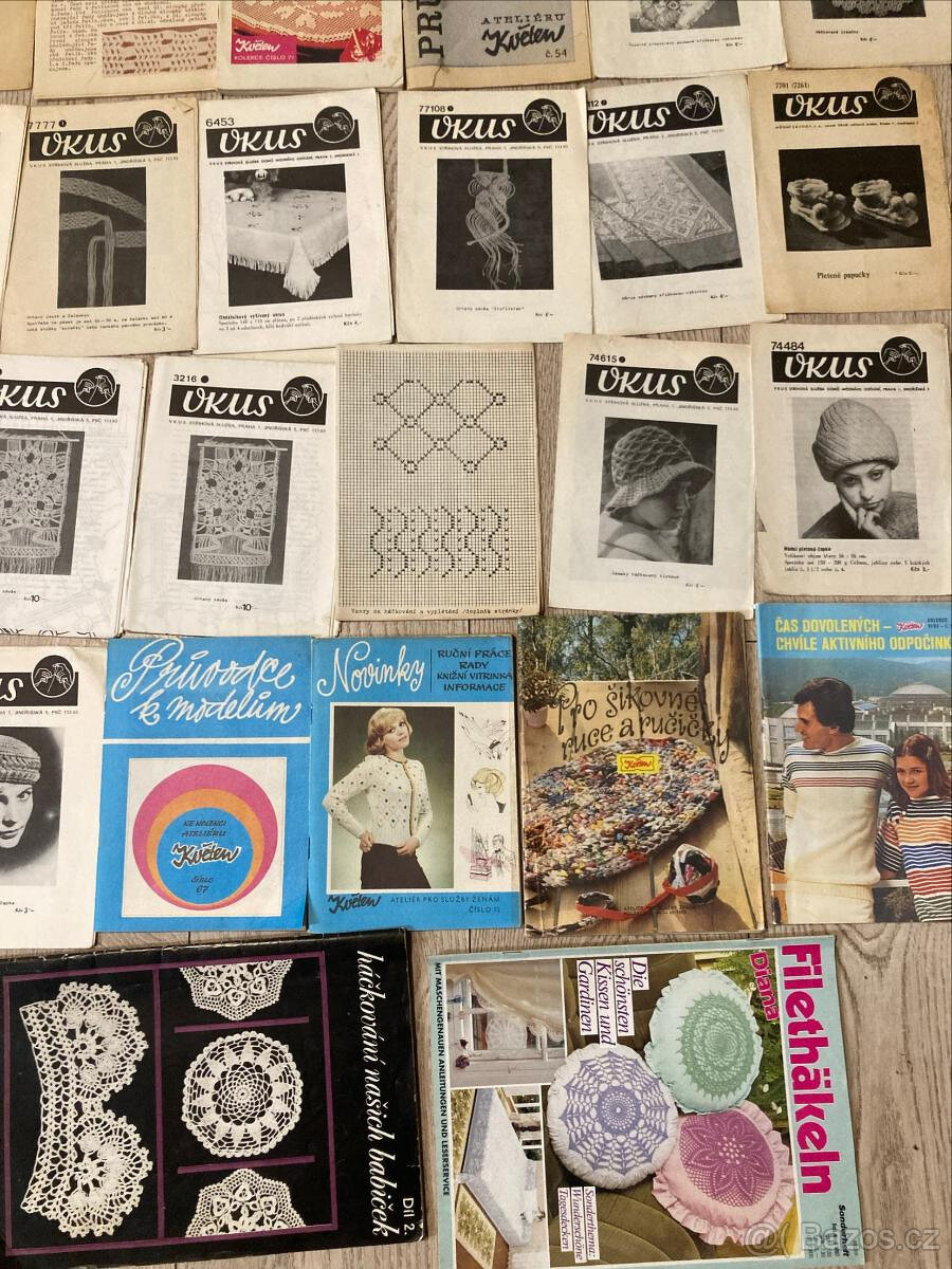 Hromada publikací-háčkování,vyšívání,Burda - 4,2 kg 60-a - 2