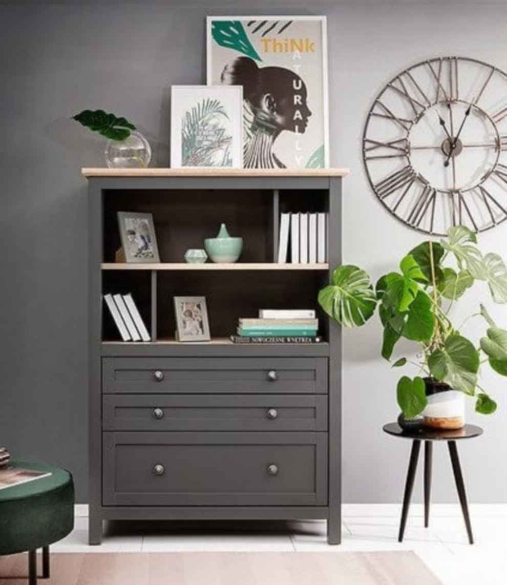 Sestava: komody+vitríny+stolek BRW - antracit nové - 2